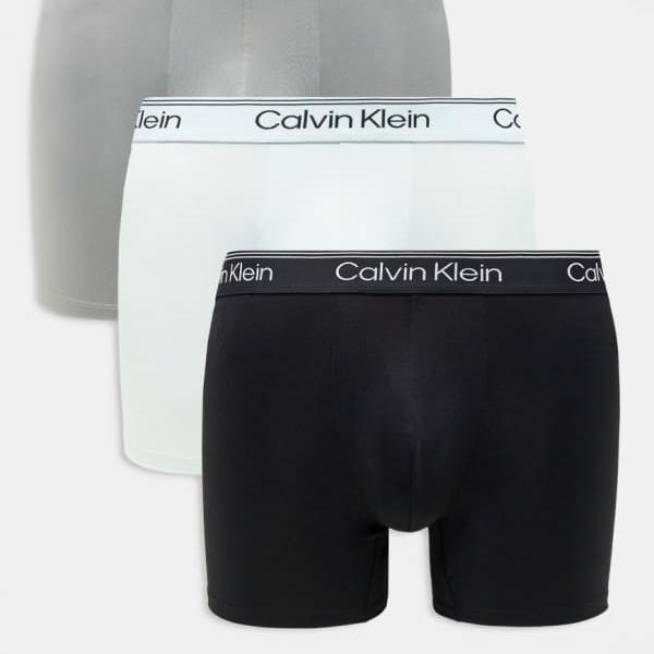 カルバンクライン Calvin Klein カルバン・クライン マイクロ衣料繊維 伸ばすこと ボクサーブリーフ 3枚組（黒いこと/薄墨色/アクア）  肌付き メンズ 成人男性 インポートブランド たわい無い大きさから気が大きい大きさまで