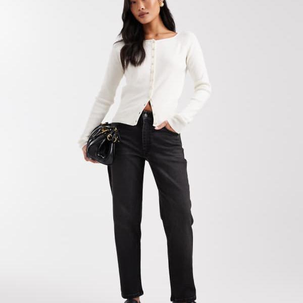 エイソス ASOS asos ASOS DESIGN プチ スリムフィット コンフォートジーンズ（ブラック） パンツ ボトム レディース 女性 インポートブランド 小さいサイズから大きいサイズまで