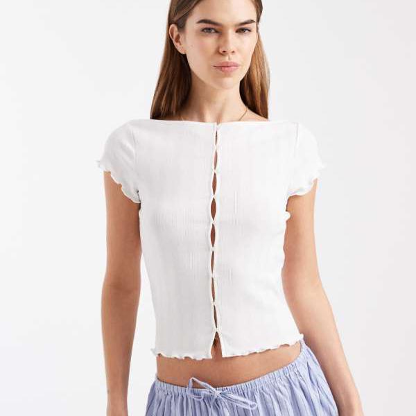 Cotton On 静止状態 ポインテル 名取り草引き上げる ティーシャツ (ココナツ乳汁) トップス レディース お上さん インポートブランド 小っちゃい大いさから馬鹿でかい大いさまで