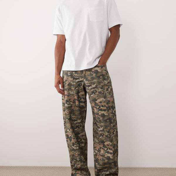 エイソス ASOS asos ASOS DESIGN 化けの皮柄のゆったりズボン下 ズボン下 下つ方 メンズ 成人男性 インポートブランド たわい無い大きさから気が大きい大きさまで