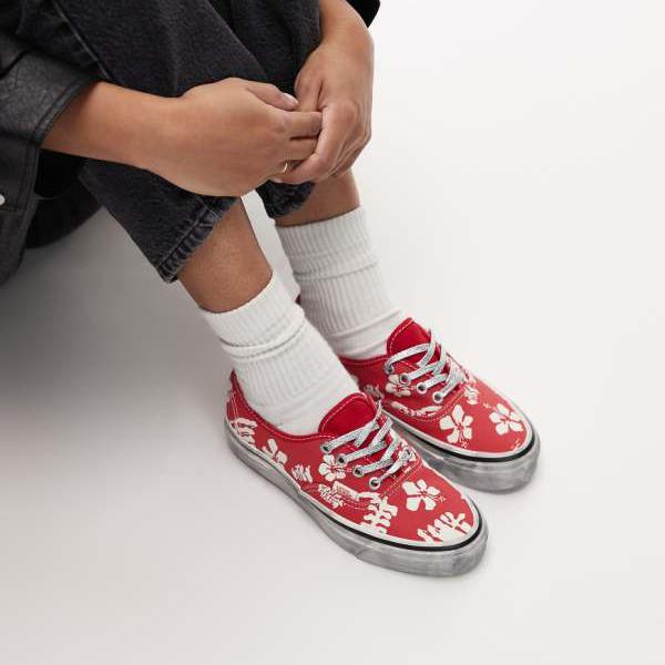 ヴァンズ Vans VANS バンズ Vans Authentic リーフプリントスニーカー（赤いこと） 靴 レディース お上さん インポートブランド 小っちゃい大いさから馬鹿でかい大いさまで