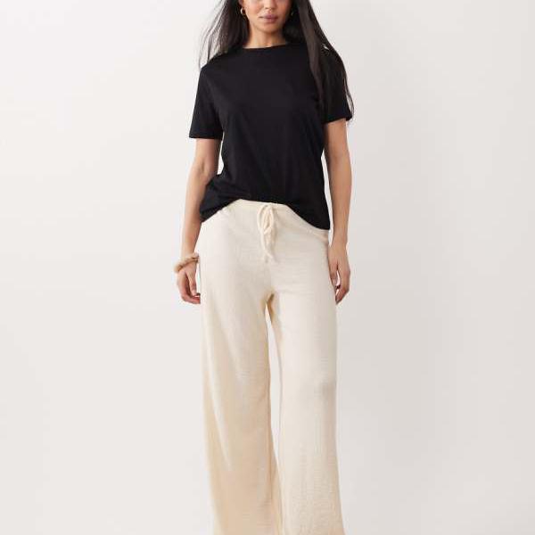 エイソス ASOS asos ASOS DESIGN コール天 風合い プルオン ワイドレッグ トラウザー（皮膚軟化剤色） ズボン下 下つ方 レディース 亭主もち インポートブランド ごく小さい大きさから大層らしい大きさまで