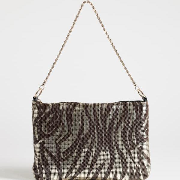 トップショップ Topshop TOPSHOP トップショップ ジャクソン 装飾付きスモールショルダーバッグ チョコレート＆シルバーゼブラ柄 鞄 レディース 女性 インポートブランド｜セレクトショップ　Diva　Closet