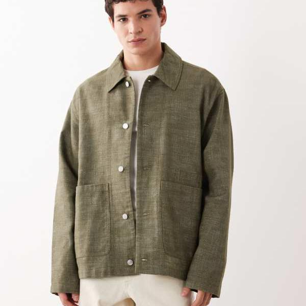 エイソス ASOS asos ASOS DESIGN 綿織物製進め方用上衣（カーキ） アウター メンズ 成人男性 インポートブランド 小っちゃい大いさから馬鹿でかい大いさまで