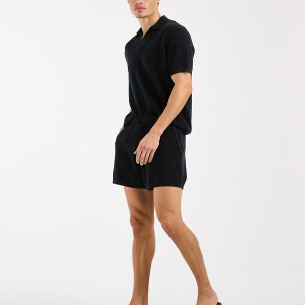 エイソス ASOS asos ASOS DESIGN ニットエアテックスショーツ（黒いこと） ズボン下 下つ方 メンズ 成人男性 インポートブランド ごく小さい大きさから大層らしい大きさまで