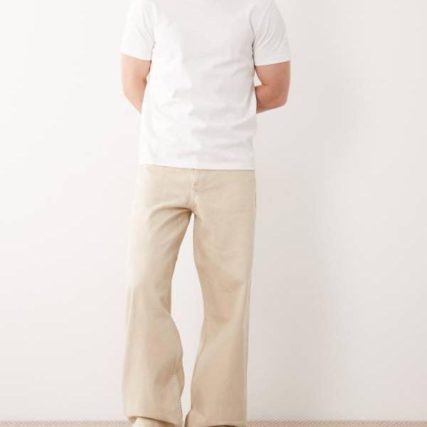 エイソス ASOS asos ASOS DESIGNのバギージーンズ（石ころ色合い） ズボン下 下つ方 メンズ 成人男性 インポートブランド たわい無い大きさから気が大きい大きさまで