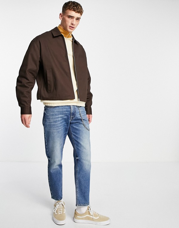 エイソス Asos Asos Asosdesignオーバーサイズハリントンジャケットブラウン アウター メンズ 男性 インポートブランド 小さいサイズから大きいサイズまで Meguiars Com Do