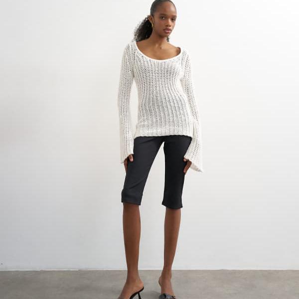 トップショップ Topshop TOPSHOP トップショップのスキニーリブフレアカプリパンツ(ブラック) ボトム パンツ レディース 女性 インポートブランド 小さいサイズから大きいサイズまで|セレクトショップ Diva Closet
