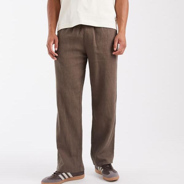ジャックアンドジョーンズ Jack & Jones ジャック&ジョーンズのベージュのクリンクル加工ルーズパンツ パンツ ボトム メンズ 男性 インポートブランド 小さいサイズから大きいサイズまで|セレクトショップ Diva Closet