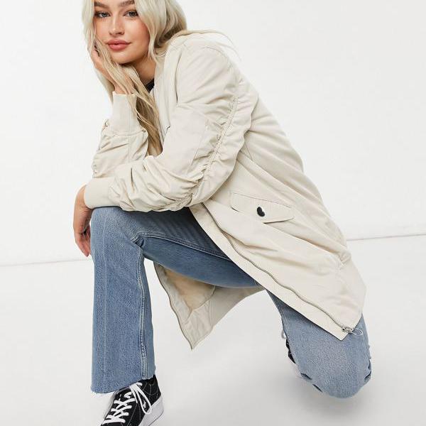 Web限定 楽天市場 石のシャーリングスリーブが付いたプチロングラインボンバージャケットのみ アウター レディース 女性 インポートブランド 小さい サイズから大きいサイズまで セレクトショップ Diva Closet 手数料安い Advance Com Ec