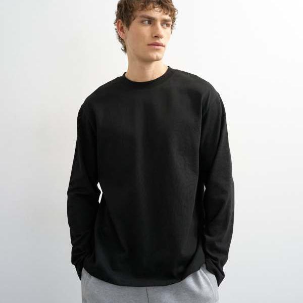 とっ始めマン  Topman TOPMAN とっ始めマン 伸び伸びする ロング捩り プルオーバー（黒いこと） トップス メンズ 成人男性 インポートブランド 弱められた大きさから馬鹿でかい大きさまで