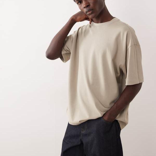 ASOS COLLECTIVE スーパーヘビーウェイト オーバーサイズTシャツ（グリーン） トップス メンズ 男性 インポートブランド 小さいサイズから大きいサイズまで