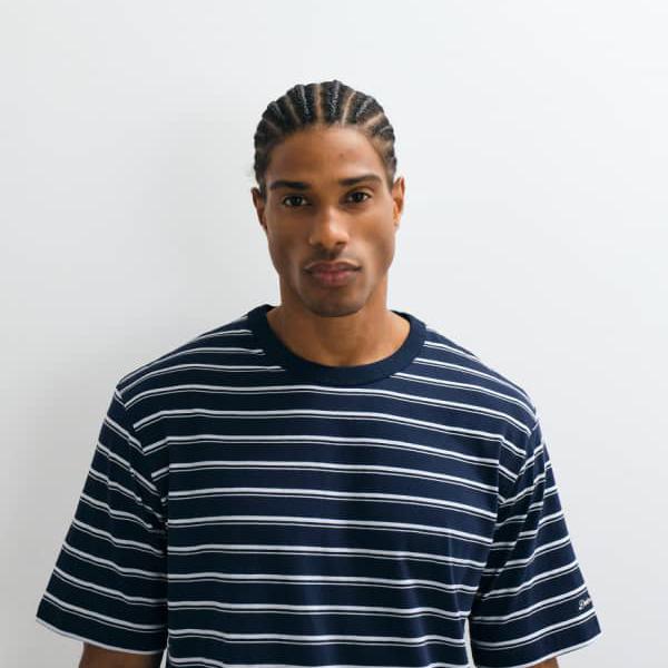 ジャックアンドジョーンズ Jack & Jones ジャック＆ジョーンズのネイビーとホワイトのストライプTシャツ トップス メンズ 男性 インポートブランド 小さいサイズから大きいサイズまで｜セレクトショップ　Diva　Closet