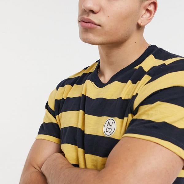 最安値 Tシャツ カットソー トップス Coroyサークルロゴtシャツイエロー ネイビーストライプ Jeans Nudie メンズ 小さいサイズ から大きいサイズまで インポートブランド 男性 Dgb Gov Bf