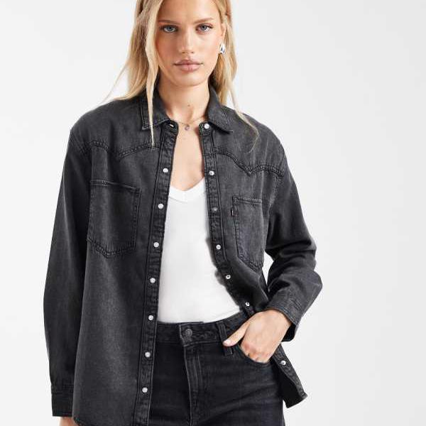 リーバイス Levi's リーバイス テオドラ ウエスタンデニムシャツ（ブラック） トップス レディース 女性 インポートブランド 小さいサイズから大きいサイズまで