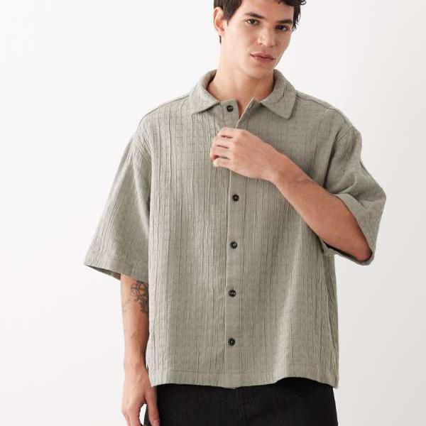 エイソス ASOS asos ASOS DESIGN オーバーサイズ キルティング風シャツ（カーキ） トップス メンズ 男性 インポートブランド 小さいサイズから大きいサイズまで｜セレクトショップ　Diva　Closet