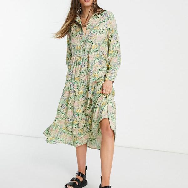 即発送可能 楽天市場 モンキ Monki モンキパールティアードミディドレス 襟付きガーデンフローラルプリント ワンピース レディース 女性 インポートブランド 小さいサイズから大きいサイズまで セレクトショップ Diva Closet 50 Off Prod Bookful App