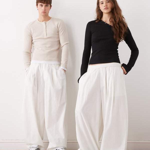 コリュージョン COLLUSION collusion COLLUSION ユニセックス XL バルーンパンツ(リネン、ホワイト) ボトム パンツ レディース 女性 インポートブランド 小さいサイズから大きいサイズまで