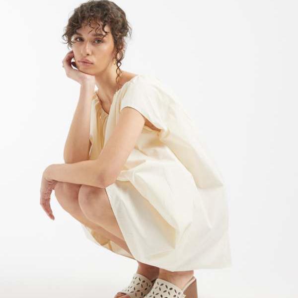 エイソス ASOS asos ASOS DESIGN ボリュームパフミニドレス（ボーンカラー） 衣裳 レディース 亭主もち インポートブランド ごく小さい大きさから大層らしい大きさまで