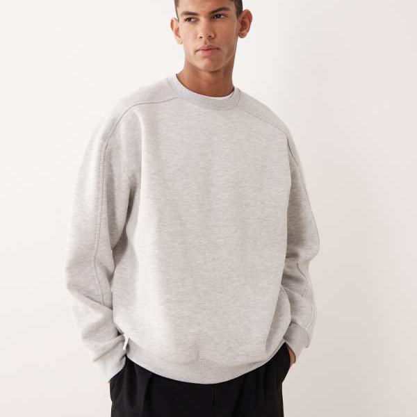 エイソス ASOS asos ASOS DESIGN グレーマールのリブパネル付きオーバーサイズスウェットシャツ トップス メンズ 男性 インポートブランド 小さいサイズから大きいサイズまで