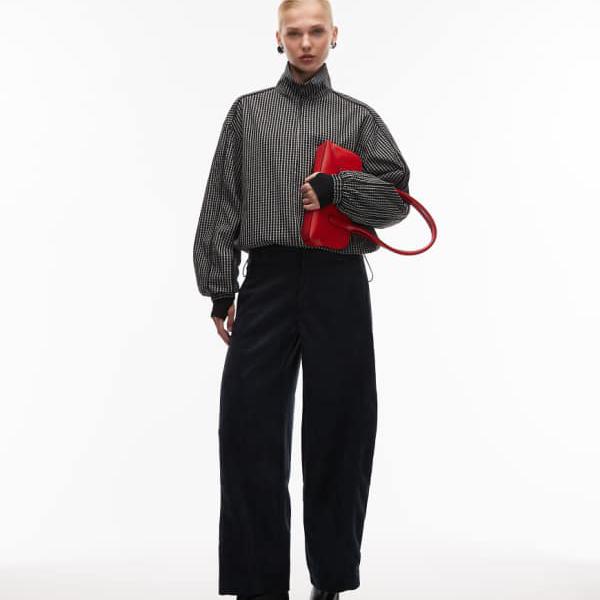 エイソス ASOS asos ASOS DESIGN スエードストレートレッグパンツ（ネイビー、シームディテール付き） ボトム レディース 女性 インポートブランド 小さいサイズから大きいサイズまで