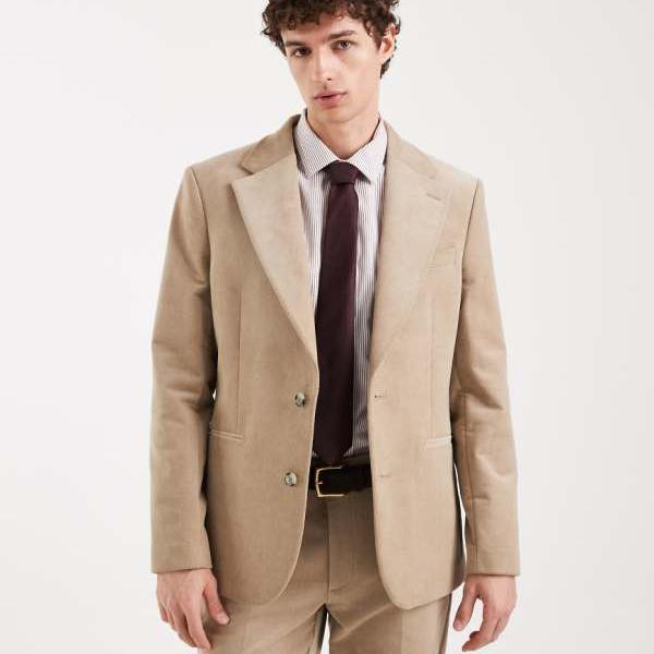 エイソス ASOS asos ASOS DESIGN スリムスーツジャケット（ベージュコーデュロイ） アウター メンズ 男性 インポートブランド 小さいサイズから大きいサイズまで