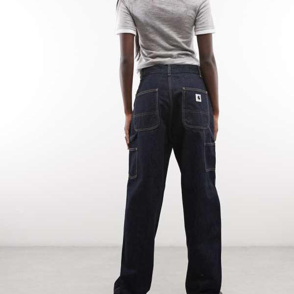 鉄道車両ハート形 Carhartt WIP Carhartt Carhartt WIP Brandon シングルニー デニム（ダークウォッシュ） ズボン下 下つ方 レディース 成人女性 インポートブランド 弱められた大きさから馬鹿でかい大きさまで