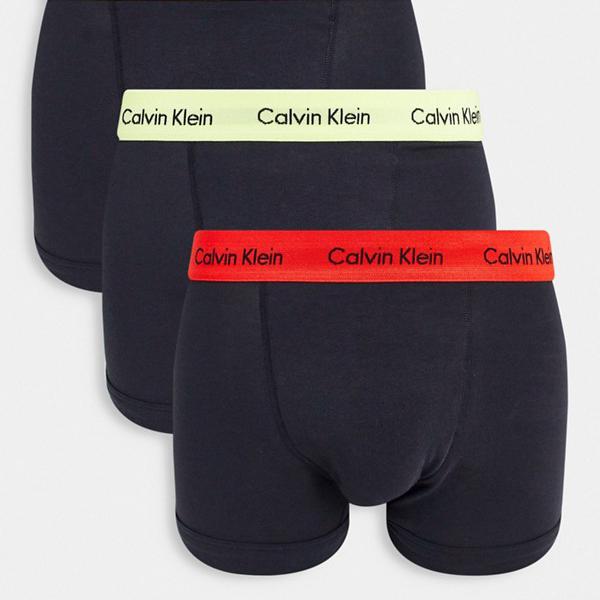 カルバンクライン Calvin Klein Asos専用3パックトランク コントラストウエストバンド ブラック アンダーウェア 下着 メンズ 男性 インポートブランド 全商品オープニング価格