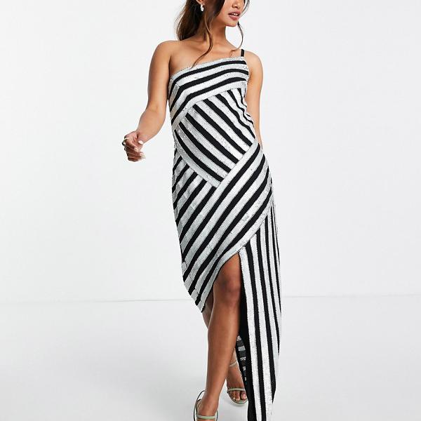 京都のセレクトショップdivacloset レディース Asos ワンピース ドレス エイソス Asosdesign片方の肩にパネル装飾を施したmidaxiドレス 女性 ワンピース インポートブランド Asos Asos 小さいサイズから大きいサイズまで セレクトショップ Diva Closet