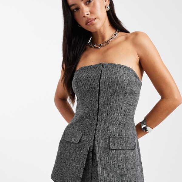 ミスセルフリッジ Miss Selfridge ミスセルフリッジの塩コショウのテーラードバンドゥトップコーデ トップス レディース 女性 インポートブランド 小さいサイズから大きいサイズまで