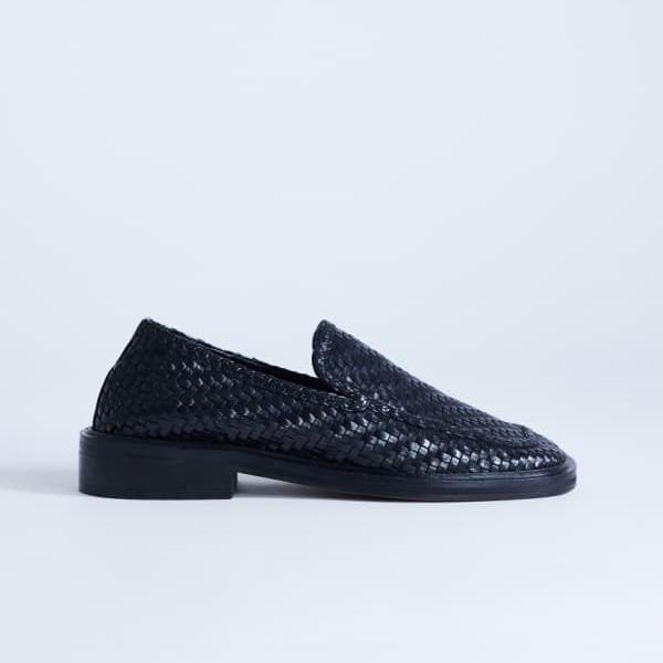 トップショップ Topshop TOPSHOP Topshop Baliレザー織りフラットシューズローファー（ブラック） 靴 レディース 女性 インポートブランド 小さいサイズから大きいサイズまで
