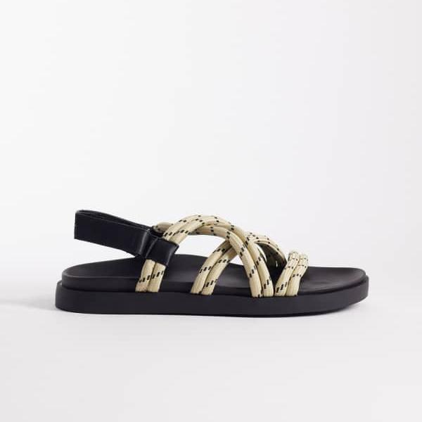 エイソス ASOS asos ASOS DESIGN クロスストラップ ロープサンダル（ストーン） 靴 メンズ 男性 インポートブランド 小さいサイズから大きいサイズまで