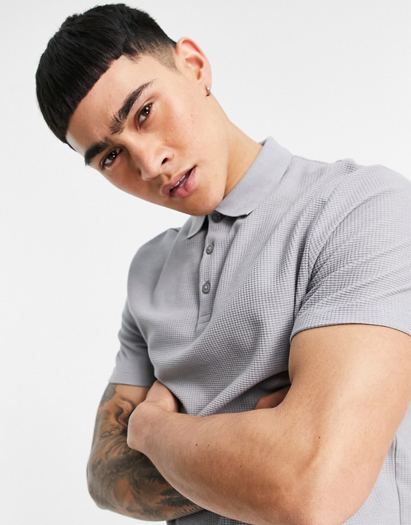 エイソス Asos Asos Asosdesignコーディネイトワッフルポログレーマール トップス メンズ 成人男性 インポートブランド 下賎大きさから巨なるサイズまで 京都の選りだす店鋪divacloset Damienrice Com