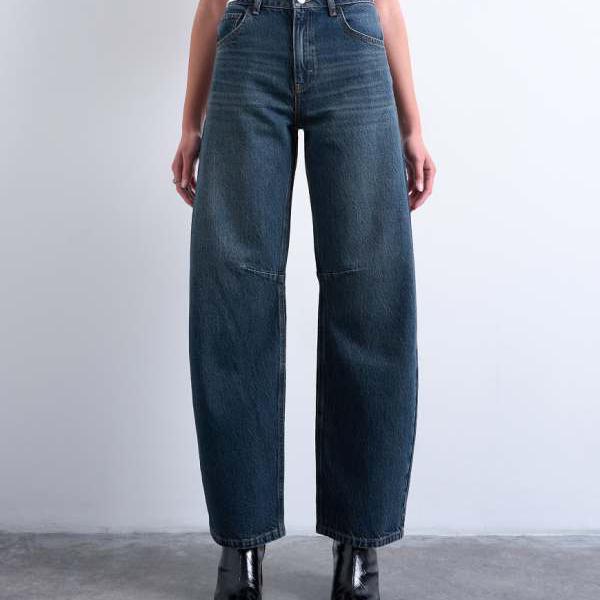 トップショップ Topshop TOPSHOP トップショップ バレル ミッドライズ ジーンズ（ディープブルー） パンツ ボトム レディース 女性 インポートブランド 小さいサイズから大きいサイズまで