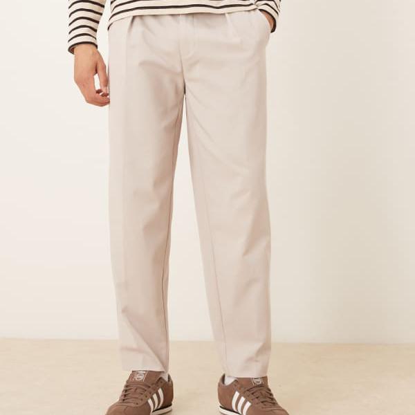 エイソス ASOS asos ASOS DESIGNのかっこ良いなオーバーサイズテーパードパンツ（ストーンクールタッチツイル） ズボン下 下つ方 メンズ 成人男性 インポートブランド ごく小さい大きさから大層らしい大きさまで