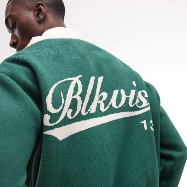 BLKVIS 縞模様柄ボタンアップカーディガン、うしろ側に緑であることのグラフィック入り口・入口 トップス メンズ 成人男性 インポートブランド 弱められた大きさから馬鹿でかい大きさまで