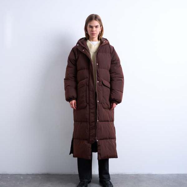 トップショップ Topshop TOPSHOP トップショップのロングライン テクニカル パファー ジャケット（チョコレート） アウター レディース 女性 インポートブランド 小さいサイズから大きいサイズまで