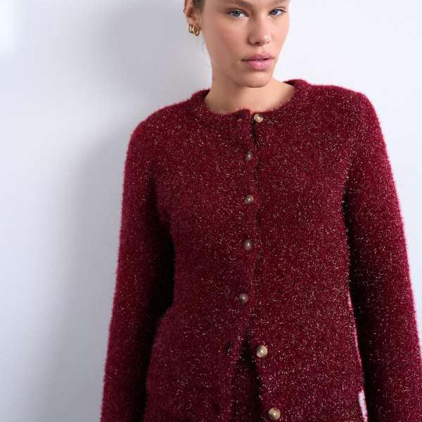 トップショップ Topshop TOPSHOP トップショップのニット ティンセル カーディガン（バーガンディ） トップス レディース 女性 インポートブランド 小さいサイズから大きいサイズまで
