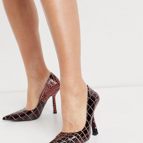 即日出荷 楽天市場 エイソス Asos Asos Asosdesign黒とオレンジのワニのプライマリスクエアバックコートシューズ 靴 レディース 女性 インポートブランド 小さいサイズから大きいサイズまで セレクトショップ Diva Closet 人気カラー再販 Kankjute In