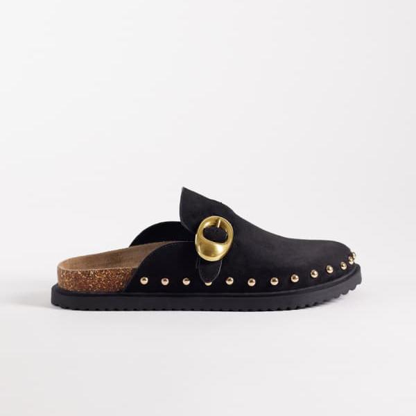 エイソス ASOS asos ASOS DESIGN メラニー スタッズフットベッドミュール（黒いことスエードクロス） 靴  レディース 成人女性 インポートブランド 弱められた大きさから馬鹿でかい大きさまで
