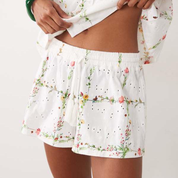 エイソス ASOS asos ASOS DESIGN ドローコード付き添い人プルオーバー刺しゅう遊撃手ズボン下（花柄刷り上げる） ズボン下 下つ方  レディース 亭主もち インポートブランド ごく小さい大きさから大層らしい大きさまで