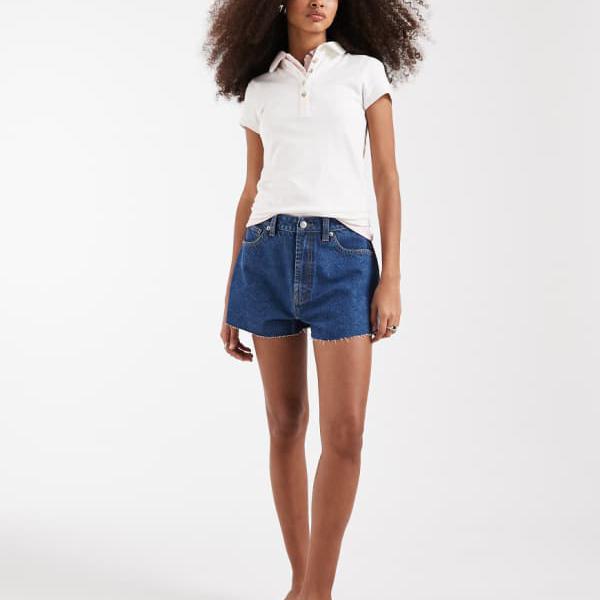 エイソス ASOS asos ASOS DESIGN デニム Aライン ショートパンツ ミッドブルー パンツ ボトム レディース 女性 インポートブランド 小さいサイズから大きいサイズまで