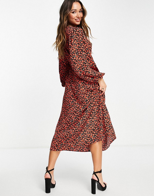 グラマラス Glamorous 赤いバラの花柄の華やかなミディラップドレス ワンピース レディース 女性 インポートブランド 小さいサイズから大きいサイズまで Familiesofusa Com