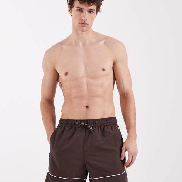 エイソス ASOS asos ASOS DESIGNの真っただ中丈スイムショーツ。赤銅色地に白いことの縁取りが声遣い。 海水着 メンズ 成人男性 インポートブランド ごく小さい大きさから大層らしい大きさまで