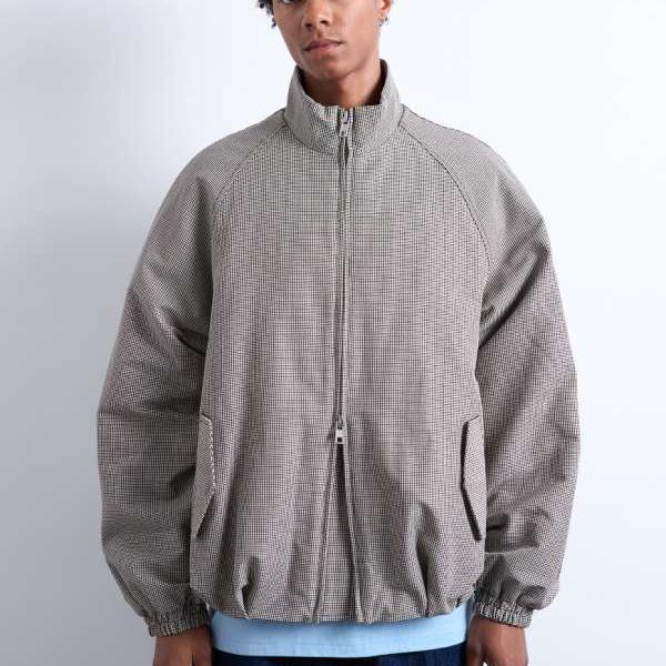 トップマン Topman TOPMAN トップマンのファンネルネックチェックトラックジャケット（ブラウン） アウター メンズ 男性 インポートブランド 小さいサイズから大きいサイズまで｜セレクトショップ　Diva　Closet
