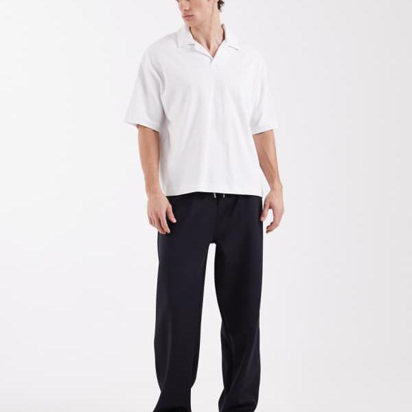 エイソス ASOS asos ASOS DESIGN ヘビーウェイト スキューバスタイル 布切れ ワイドレッグ ジョガーパンツ（米国海軍） ズボン下 下つ方 メンズ 成人男性 インポートブランド 小っちゃい大いさから馬鹿でかい大いさまで