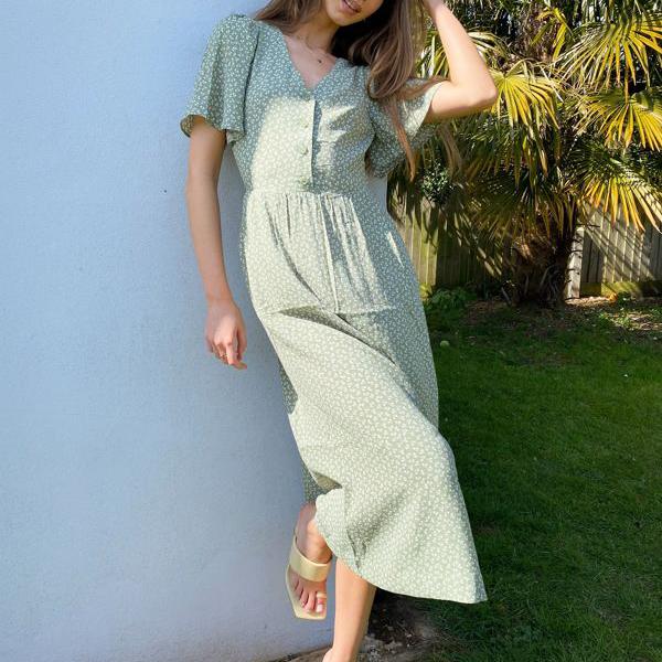 楽天カード分割 アンドアザーストーリーズ Other Stories Other Storiesecoveroフローラルプリントエンジェルスリーブミディドレスパステルグリーン ワンピース レディース 女性 インポートブランド 小さいサイズから大きいサイズまで 開店祝い Innovatio Pasca