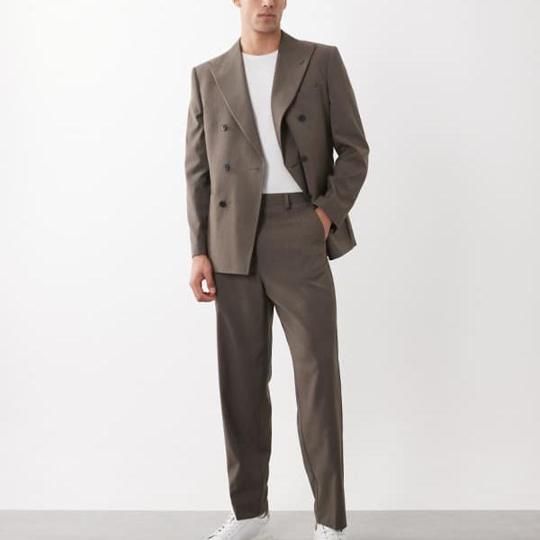 エイソス ASOS asos ASOS DESIGN リラックスフィットテーパードスーツパンツ（カーキ） ズボン下 下つ方 メンズ 成人男性 インポートブランド 小っちゃい大いさから馬鹿でかい大いさまで