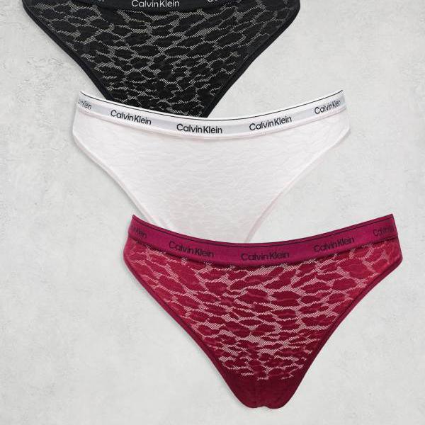 カルバンクライン Calvin Klein カルバン・クライン アイコン レース 3枚組 ビキニブリーフ（ベリー/ブラック/ブラッシュピンク） 下着 レディース 女性 インポートブランド 小さいサイズから大きいサイズまで