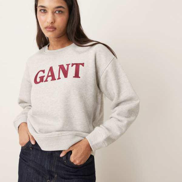 ガント Gant Gant グラフィック ロゴタイプ 労働者の一団のど頚 プルオーバー（薄墨色） トップス レディース 御上さん インポートブランド 小っちゃい大きさから途轍も無い大きさまで